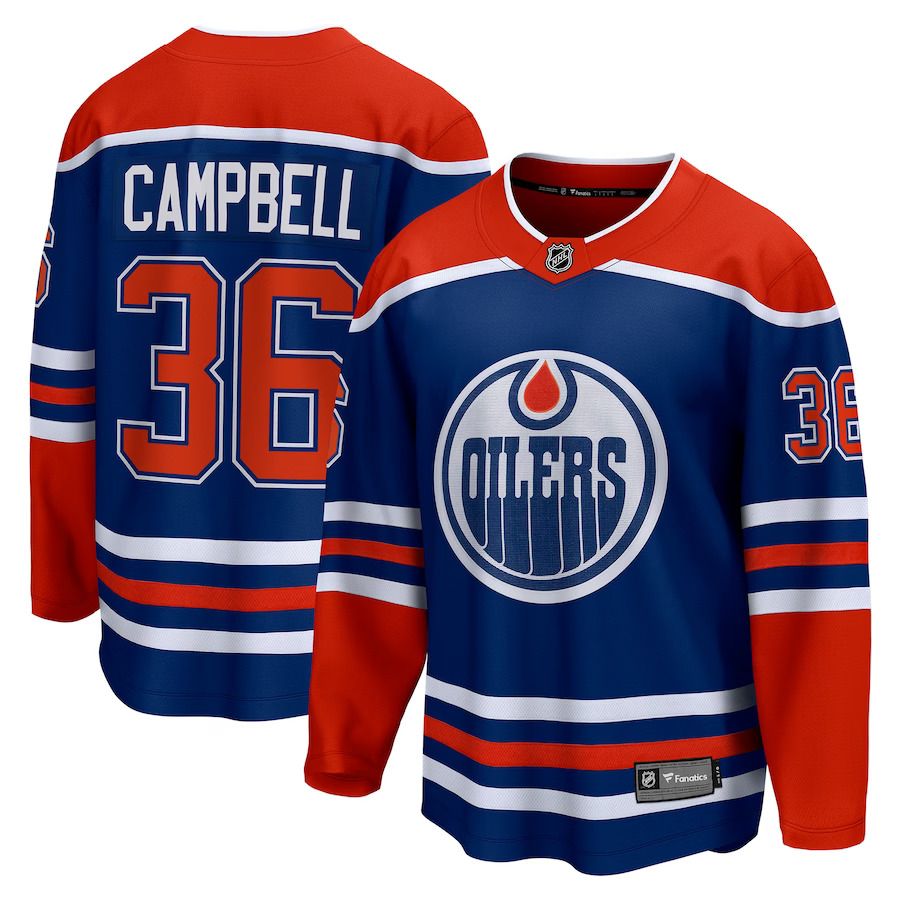 Men Edmonton Oilers #36 Jack Campbell Fanatics Branded Royal Home Breakaway Player NHL Jersey